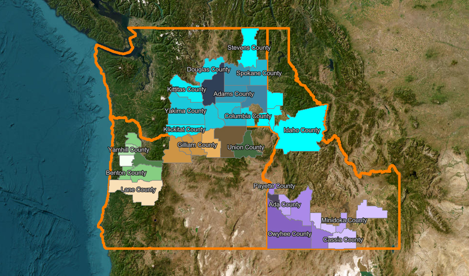 map of Pacific Northwest